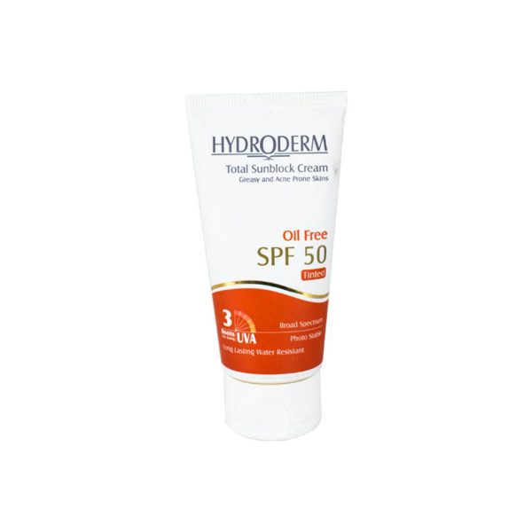 کرم ضد آفتاب هیدرودرم SPF50 رنگی فاقد چربی